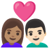 👩🏽‍❤️‍👨🏻 couple with heart: woman, man, medium skin tone, light skin tone display on Google